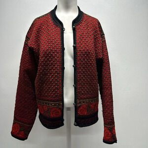 Dale of Norway Cardigan Nordic Rose Knit Sweater Pure Wool Vintage Womens Medium
